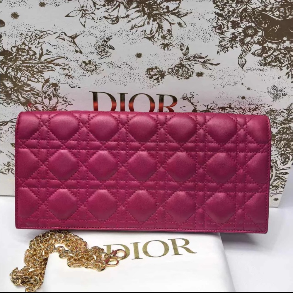 SOLD!!Dior Lambskin ladyDior shoulder bag with Gold Chain pristine condition